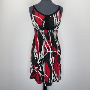 Simon Chang Women’s Smocked Dress L Multi Sleeveless Adjustable Strap Pockets